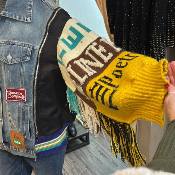 Denim fringe  multi colored jacket - Picture 10 of 13